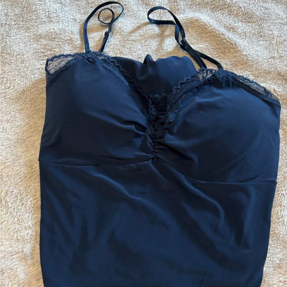Women's Lace Trim Slip Camisole - Blue b7